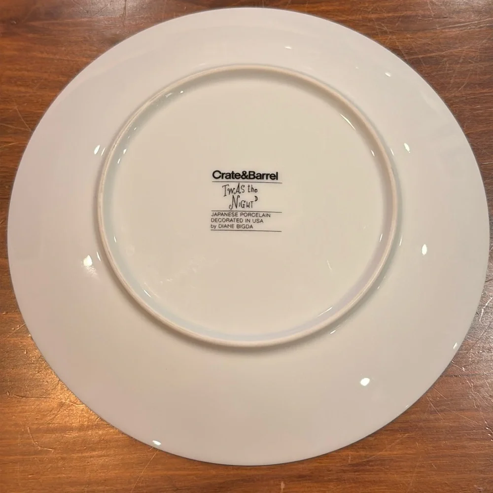 NEW Crate&Barrel Twas The Night Before Christmas 8” Plate Salad Dessert EXC
